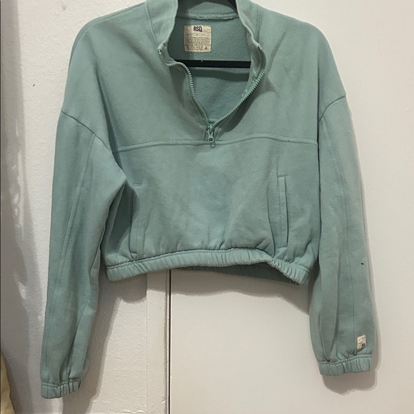 RSQ Sweaters - RSQ Mint Green 1/4 zip Cropped Pullover